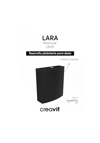 Creavit Lara Kanallı Kömür Karası Duvara Sıfır Klozet Takımı Lr360, Creavit Lara Duroplast Yavaş Kapak Mat Siyah