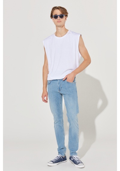 Lee Malone Skinny Fit Dar Kesim Düşük Bel Çok Dar Paça Mavi Erkek Esnek Jean Denim Kot Pantolon L736017XT Mavi