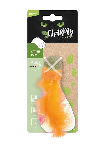 M-pets Charmy Firefly Catnipli Tüylü Top Kedi Oyuncağı 13 Cm Turuncu