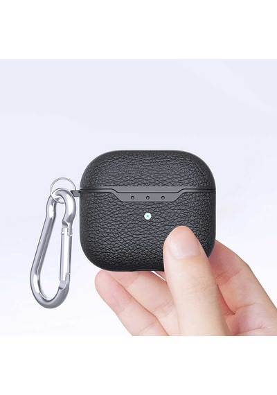Apple Uyumlu AirPods 3. Nesil Kılıf Deri Tarzı Silikon Kılıf 03 Siyah