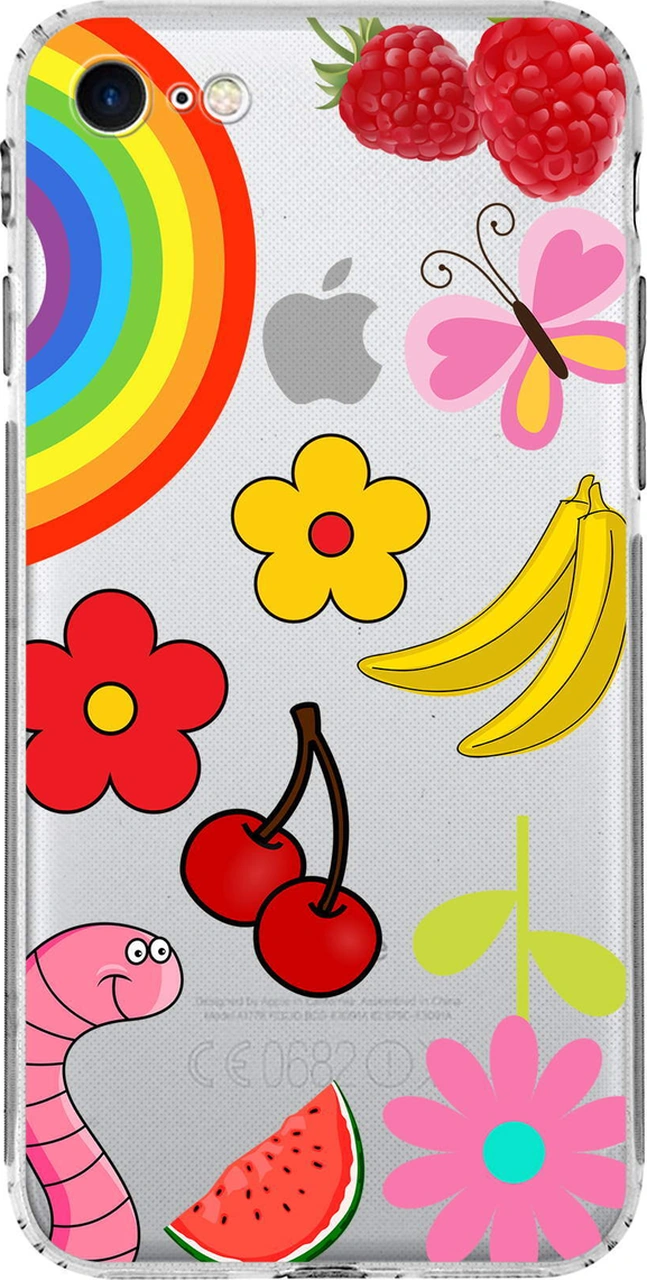 Apple Uyumlu iPhone 7 İle Water Color 5 Kamera Korumalı Şeffaf Kılıf