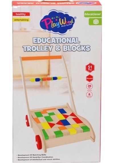 Playwood Ahşap Eğitici Bloklu Araba