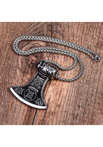 Chavin Vintage Nordic Viking Lun Un Balta Çelik Kolye Ep66