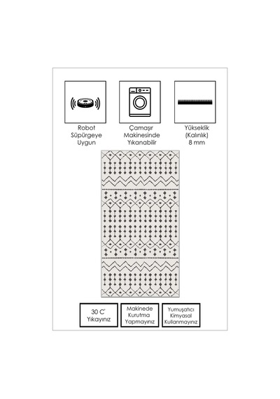West Home Dijital Baskı Yıkanabilir Kaymaz Taban Leke Tutmaz Mutfak Halısı Salon Halısı Ve Yolluk Wh 491 White