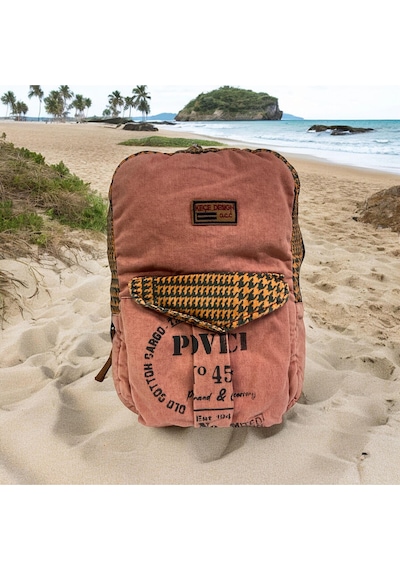 Old Cotton Cargo Kaliteli Vintage Tek Gözlü Disayn Sırt Gezi Çantası Kc Harley Bag 5097 Kırmızı