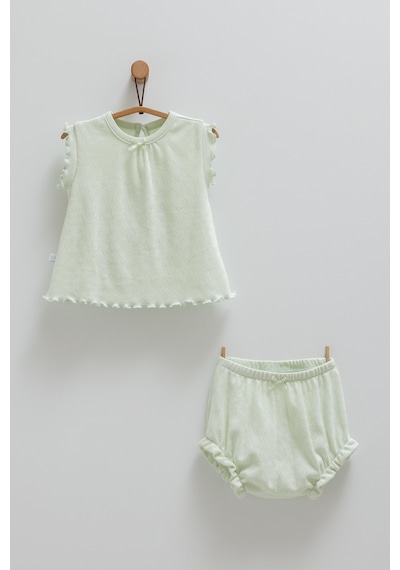 Kıpırık Baby Kız Bebek 2'li Takım Yeşil Kısa Şortlu-1287 Yesil