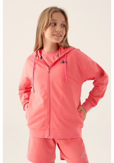 Kappa Kız Çocuk Fullzıp Sweatshırt - Neon Pembe Neon Pembe