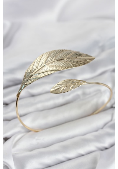 Pazu Bileklik Gold Renk Pirinç Yaprak Model Çr