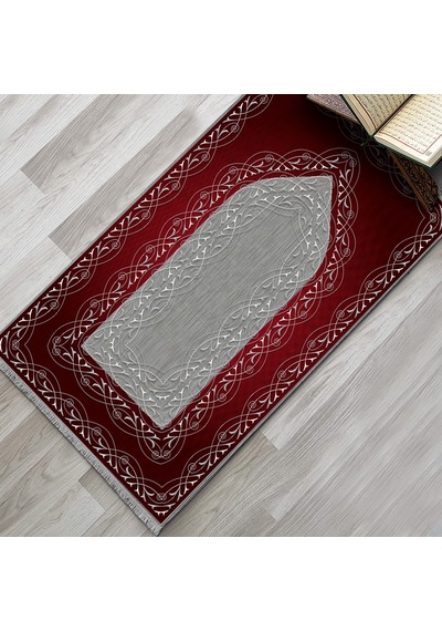 Evaşk Namazlık Dokuma Halı Kaymaz Muslumana Seccade 66x113 KIRMIZI EVAŞK610C80