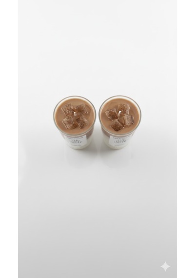 Iced Latte Kokulu Mum Özel Tasarım Beyaz - Kahverengi
