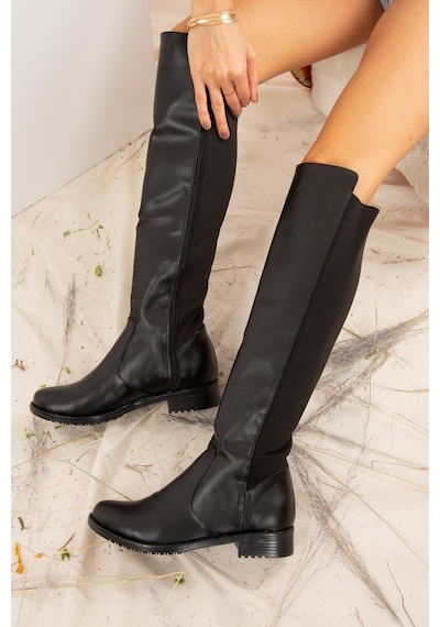 Fox Shoes Siyah Suni Deri Kadın Çizme J726533209