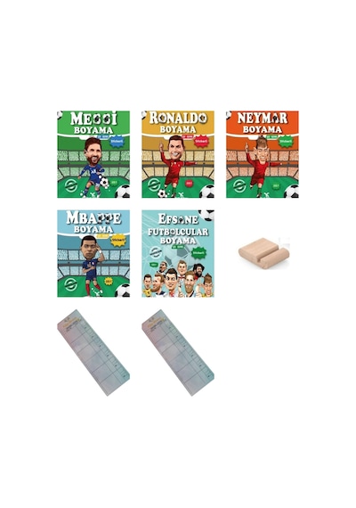 Efsane Futbolcular Boyama Kitabı Stickerlı-maskeli - Messi Ronaldo Neymar Mbappe + Telefon Standı