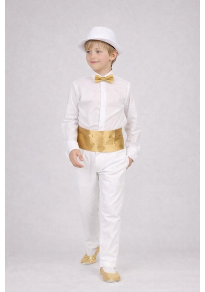 Dıgıl Kids Erkek Çocuk Papyon Gömlek Pantalon Kuşak Takım Beyaz