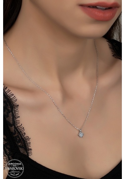 Union Swarovski Zirconia Kadın Pırlanta Montür Tektaş Gümüş Koly (550094262)