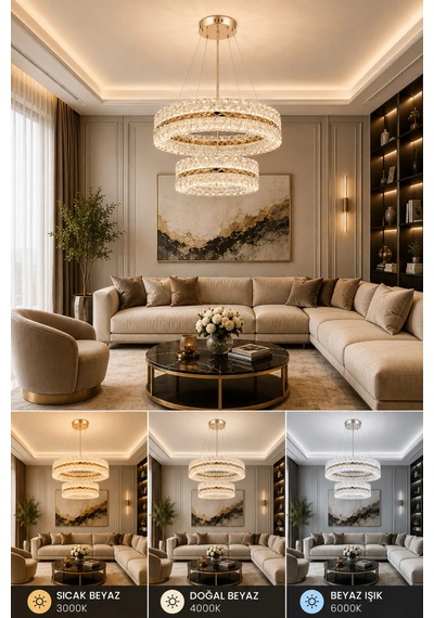 Modern Premium Led 3 Renkli Sarkıt Avize 248w Salon Mutfak Avizeleri Oturma Odası Avizesi Beyaz
