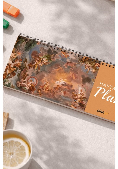 Tarihsiz Spiralli Haftalık Masaüstü Planlayıcı - Tablo - 10x30 Cm Plango Turkuaz