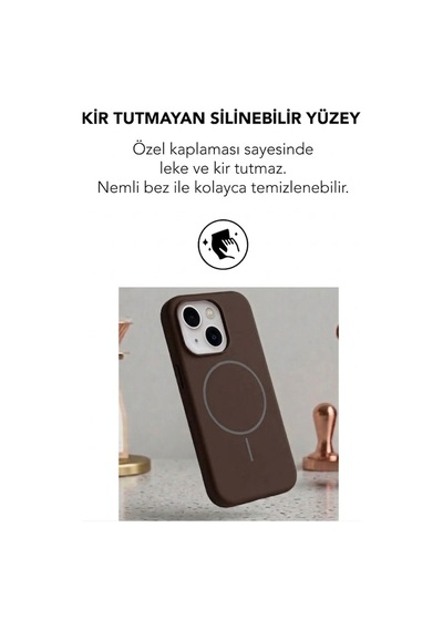 Apple İphone 13 Uyumlu Magsafe Lansman Silikon Kılıf Kahverengi