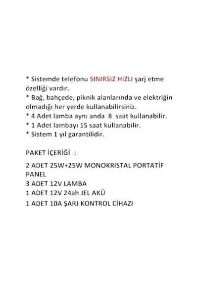 Yüzüak Taşınabilir Solar Sistem Seti