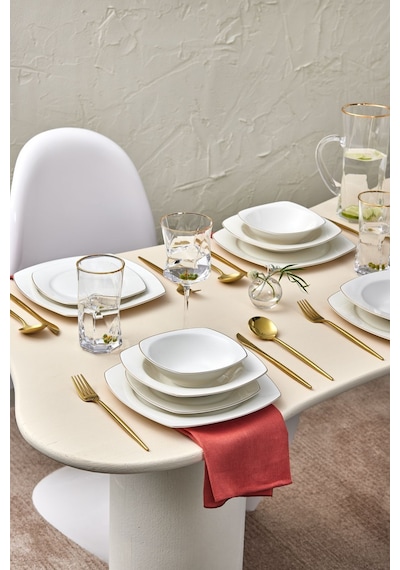 Karaca  Square Bone Mane 24 Parça 6 Kişilik Yemek Takımı Gold