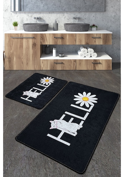 Hola Gato Banyo Halısı Djt 2 Li Set Siyah