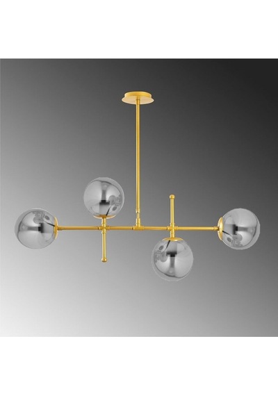 Dörtlü Gold Model Modern Glop Füme Cam Avize