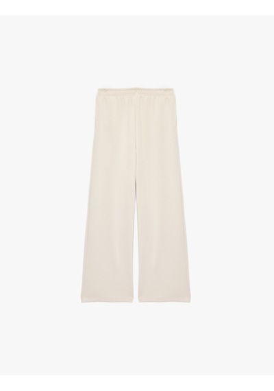 Koton Beli Lastikli Viskon Karışımlı Geniş Paça Pantolon Bej 7wkg40095ak Ekru