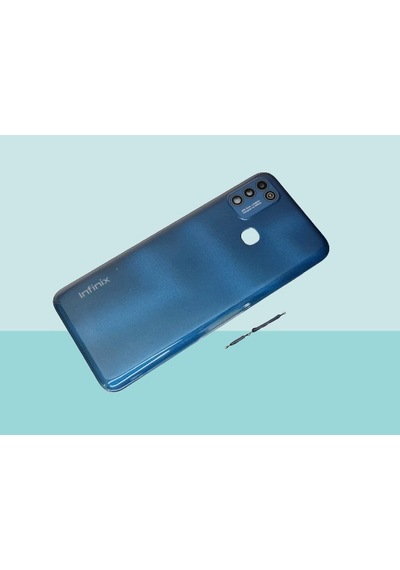Tkgz - Infinix Hot 10 Play Full Kasa Arka Kapak Batarya Kapağı - Mavi Çok Renkli