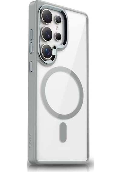 Galaxy Uyumlu S25 Ultra Uyumlu Kılıf Magsafe Şarj Özellikli Tchs Krom Magsafe Silikon Kapak-gri Gri