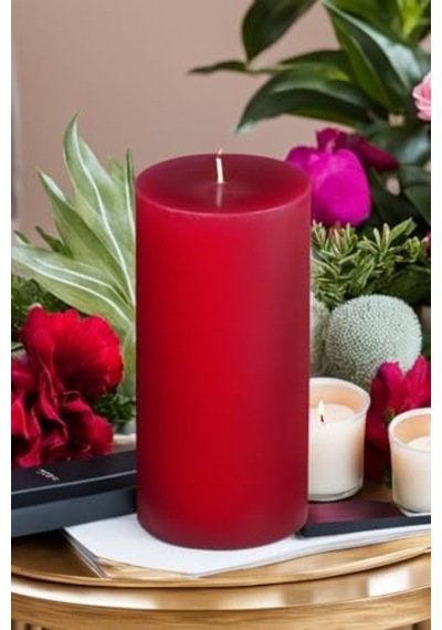 Silindir Mum 10 X 30 Cm Dev Büyük Kütük Mum Kırmızı Kırmızı 50 x 22
