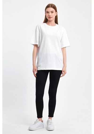 Odda 0008 Kadın Oversize Tişört Beyaz