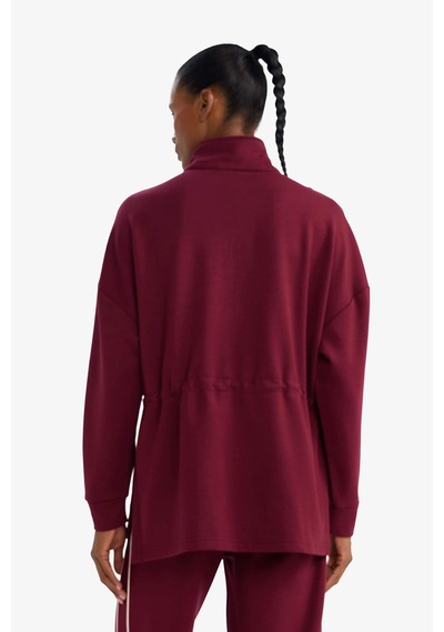 Defacto Long Fit Dik Yaka Beli Lastikli Yarım Fermuarlı Modal Sporcu Sweatshirt G4367ax25wnbr170 Bordo-br170