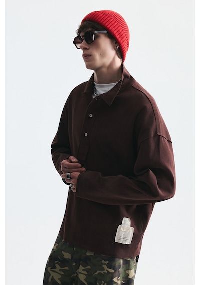 Vamos Relax Fit Polo Yaka Sweatshirt Kahve