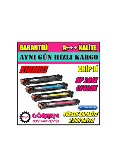 Hp M252N Uyumlu Toner Kırmızı (Cf403X-Cf201A)
