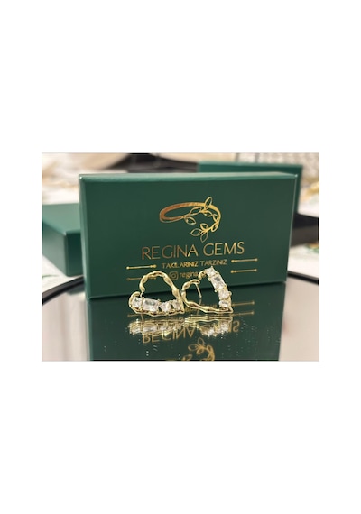 Golden Cascade Crystal Hoop Küpe Altın