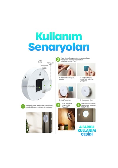 16led 3mod Hareket Sensörlü Şarjlı Led Işık Mıknatıslı Kablosuz Gece Lambası Koridor Işığı 47732 Genel