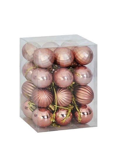 Yılbaşı Lüks Ağaç Süsleri Asorti 4 Model 4 Cm 24 Lü Bronz Renkli