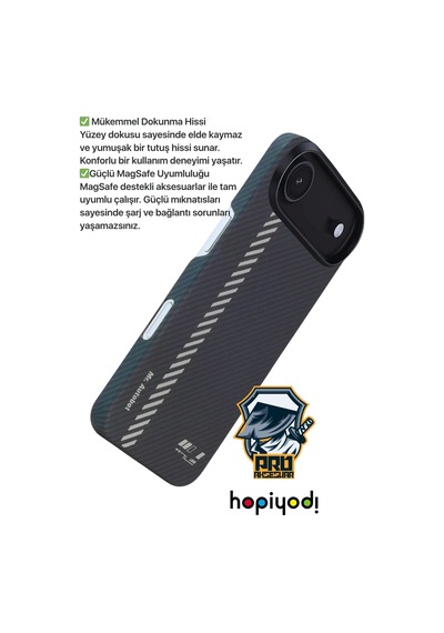 Apple Uyumlu iPhone 17 Air Kılıf M-safe Şarj 600d Güçlü Kamera Çerçeveli Pure Kevlar Fiber Turuncu-siyah Hafif İn