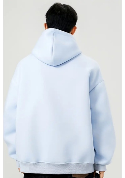 Tarz Cool Erkek Kapüşonlu Oversize Sweatshirt Mavi