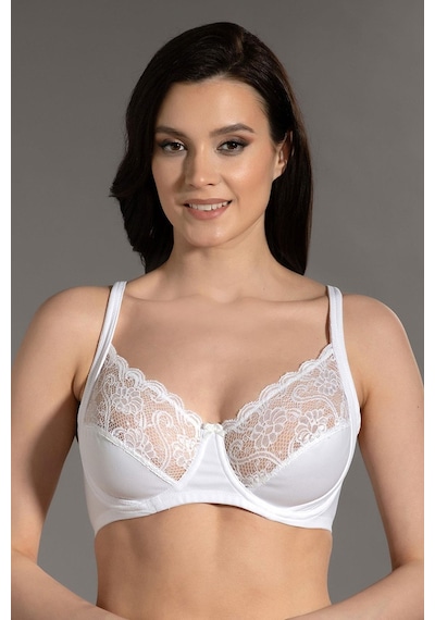 Kompedan Sütyen C Kap Dantel Detaylı Toparlayıcı New Bra 6000-beyaz Beyaz