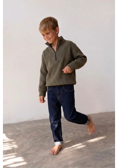 Poala Kids Selanık Yarım Fermuarlı Haki Sweat