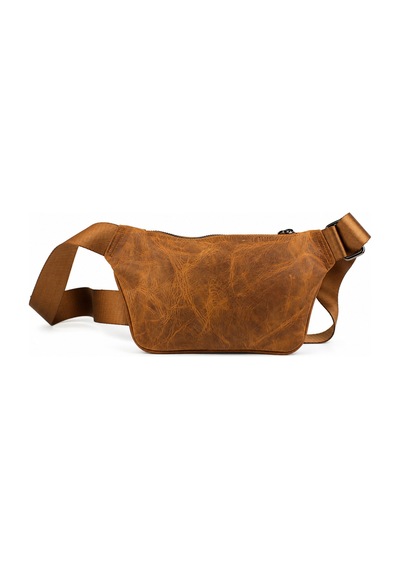 Alphaclub Bag Unisex Taba Hakiki Deri Çapraz Askılı Çok Bölmeli Postacı Omuz Ve Bel Çantası