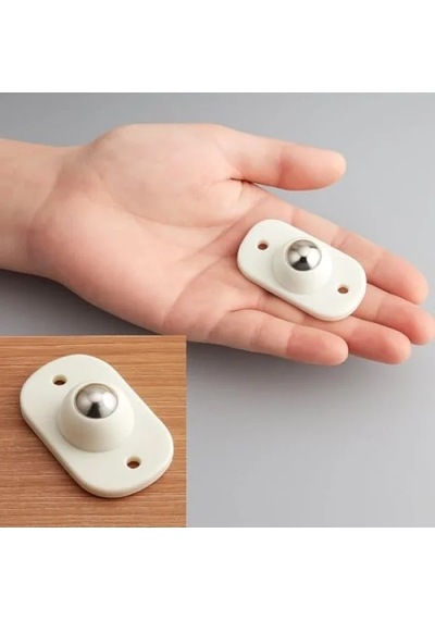 4 Lü Bilyeli Eşya Kaydırma Aparatı - Çelik Bilyeli, Zemin Koruyucu Açık Gri