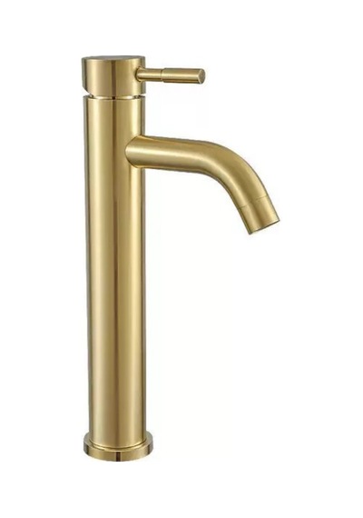 Alfas Mat Gold Çanak Lavabo Bataryası Fırçalı Altın 304 Paslanmaz Çelik Banyo Bataryası Yüksek 29cm