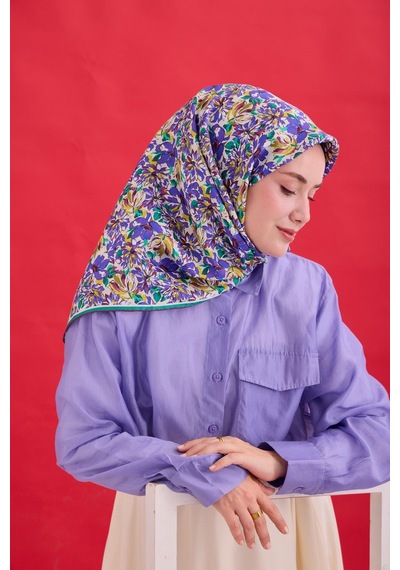 Silk Home Twill İpek Eşarp 11477-24 Ekru, Yağ Yeşili, Asit Yeşili, Bordo