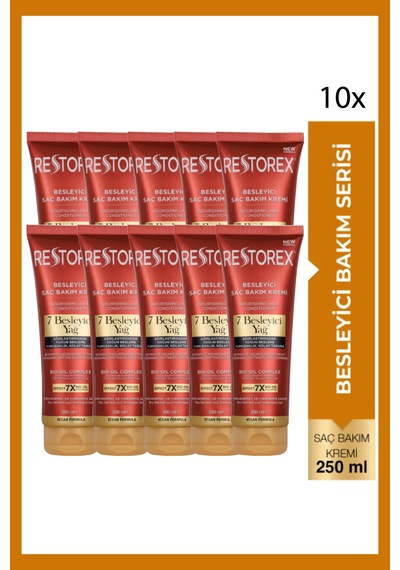 Besleyici Bakım Saç Kremi 250 Ml - 7 Besleyici Yağ Göz Alıcı Parlaklık İpeksi Yumuşaklık 10 Adet