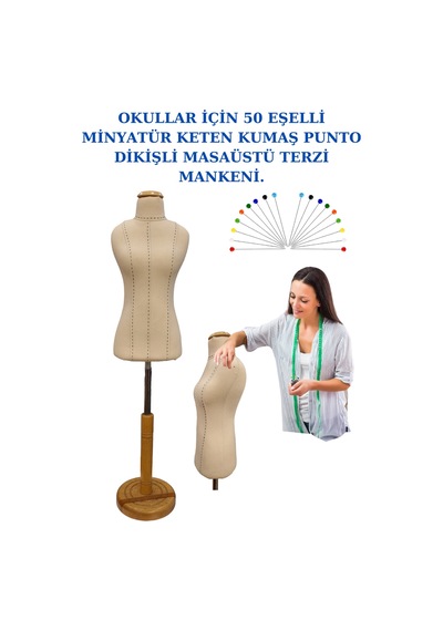 Punto Dikişli Keten Süngerli 50 Eşel Okul Minyatür Terzi Mankeni