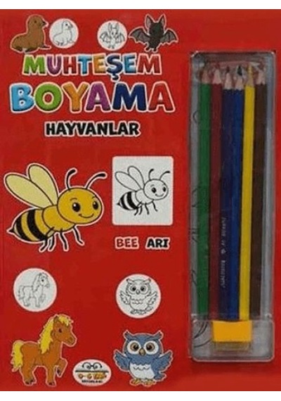 Muhteşem Boyama - Hayvanlar + 6lı Boya Kalemi - Mydr-773164 Diğer