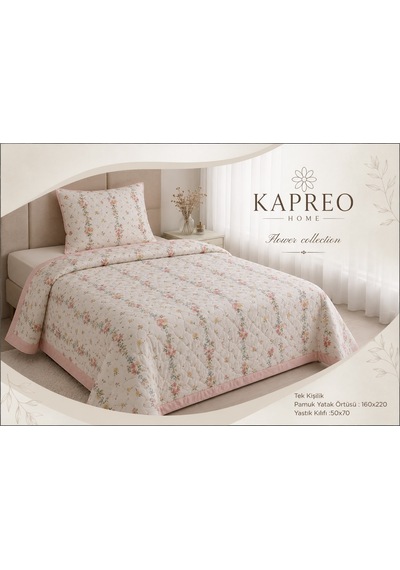 Kapreo Home Flower Collection Pamuk Çarşafsız Pike Seti Çiçek Çok Renkli