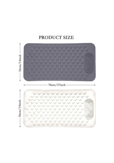 Mainshop Silikon Banyo Paspası Duş Kaydırmazı Vantuzlu Banyo Paspası 36x69,5cm M-162 Beyaz