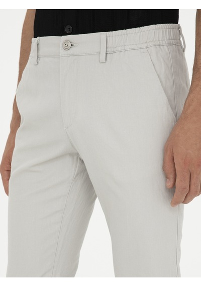 Cacharel Taş Slim Fit Beli Lastikli Kanvas Pantolon Gri